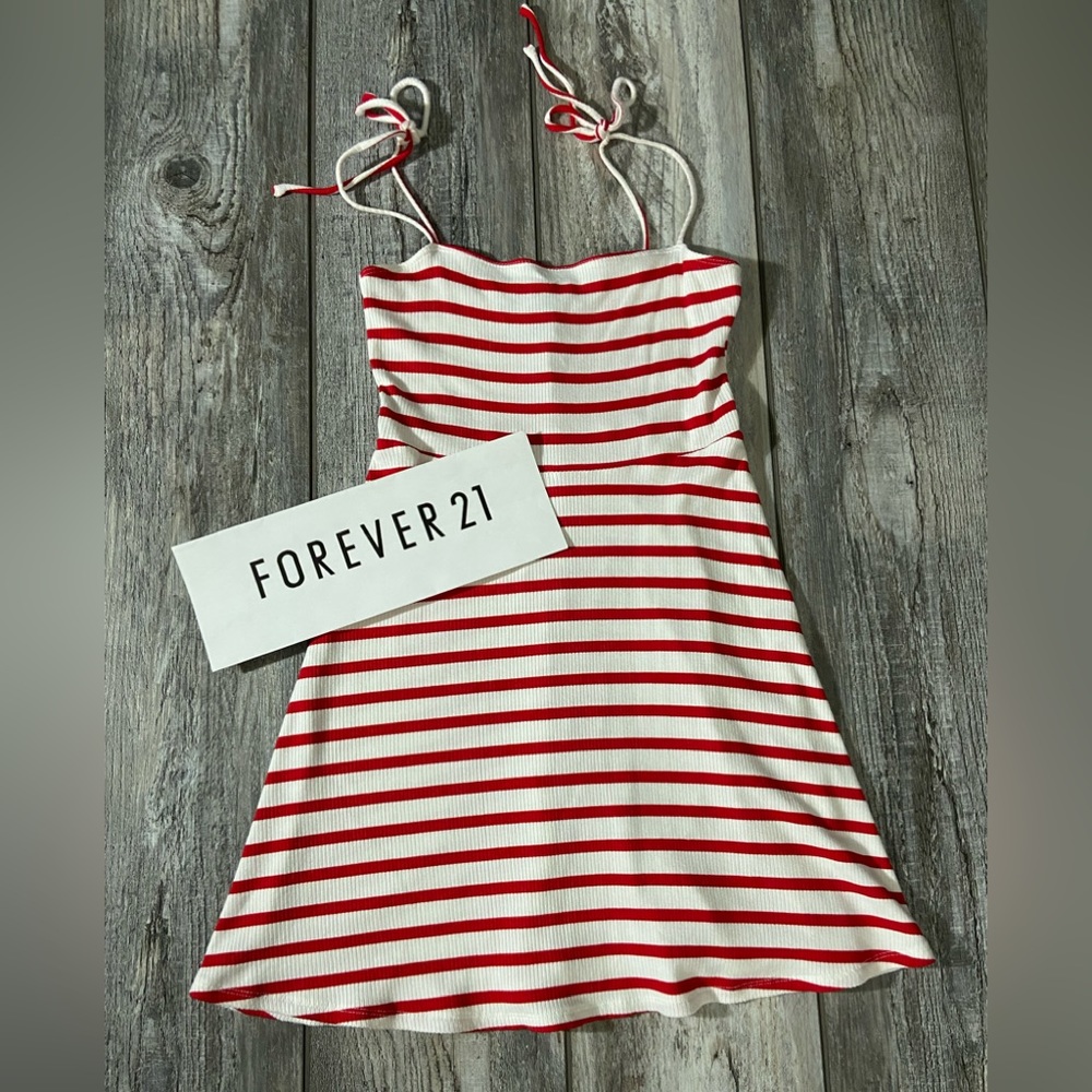 Forever 21 Red & White Striped Mini Dress - Size S
